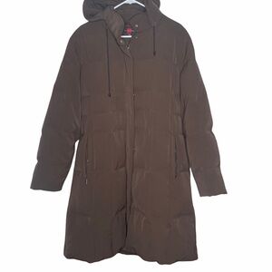Gallery Women’s Long Puffer Full Zip Down Coat Brown Size Large